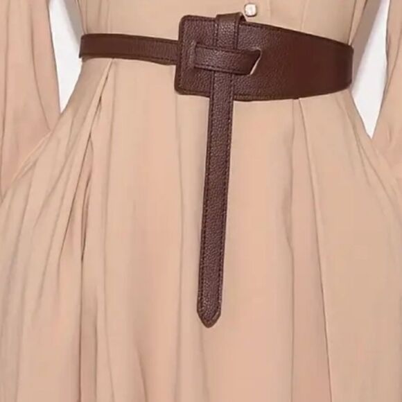 Faux Leather Tie Waist Belt For Women Vintage Knot Belt No Buckle Belt Tie - Picture 5 of 10